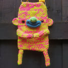 Crocheted, dopamine, small crossbody bag creature, unique colors and design