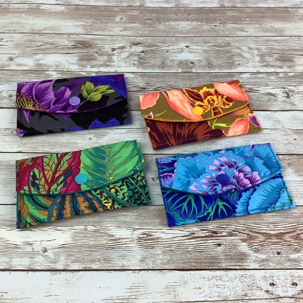 Floral Business Card Case, Floral travel pass holder, Fabric purse