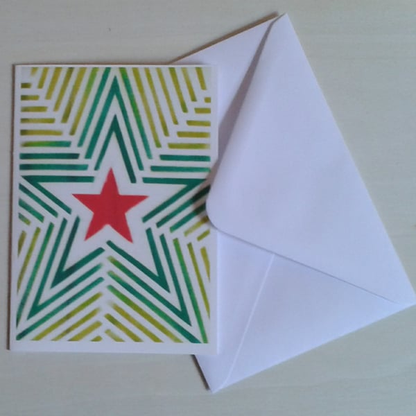 Starburst handmade Christmas card blank inside