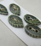 5 Small Leaf Shaped Forest Green Ceramic Buttons - Image 4