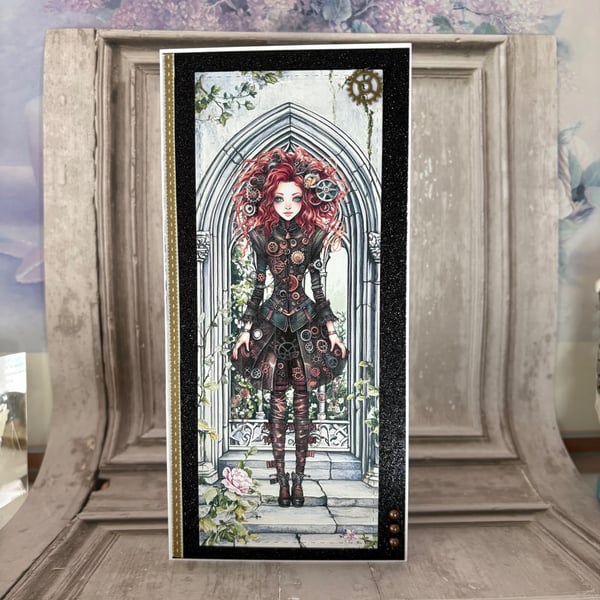 Greeting Card - Left blank for your own  message - Steampunk Girl C267