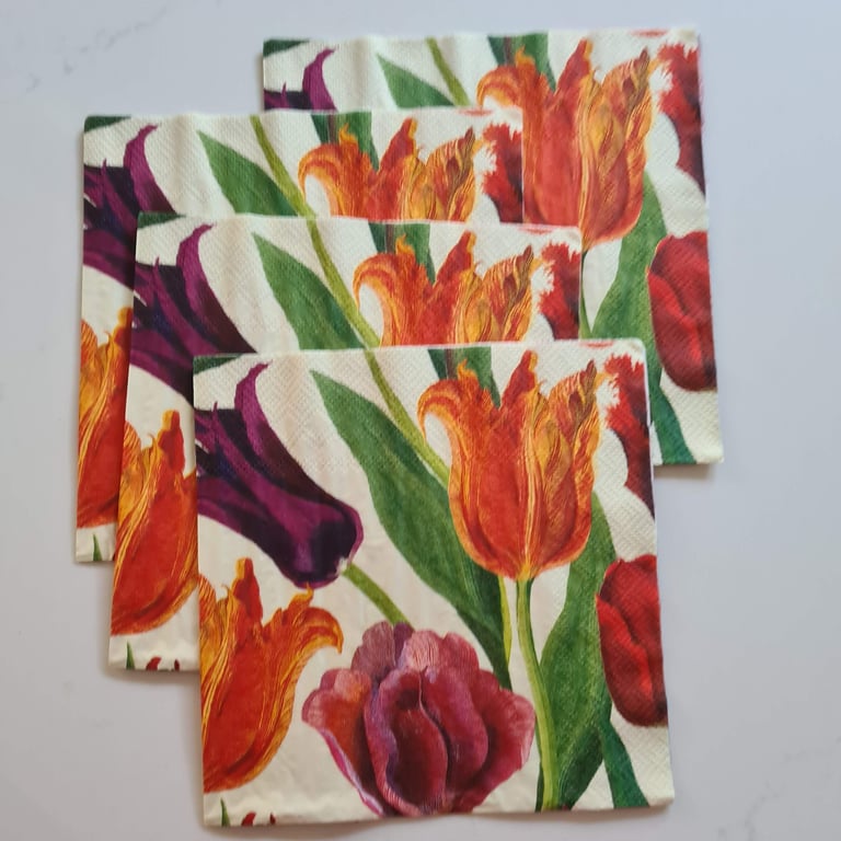 4 Paper napkins for decoupage Emma Bridgewater tulip design