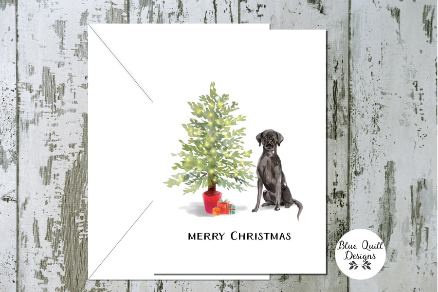 Black Labrador Folded Christmas Cards - pack of 10 - personalised