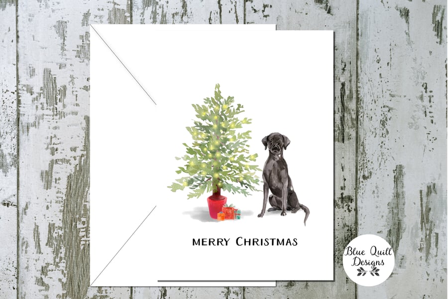 Black Labrador Folded Christmas Cards - pack of 6 - personalised