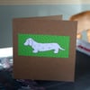 Dachshund Dog Handmade Card Green FREE P & P