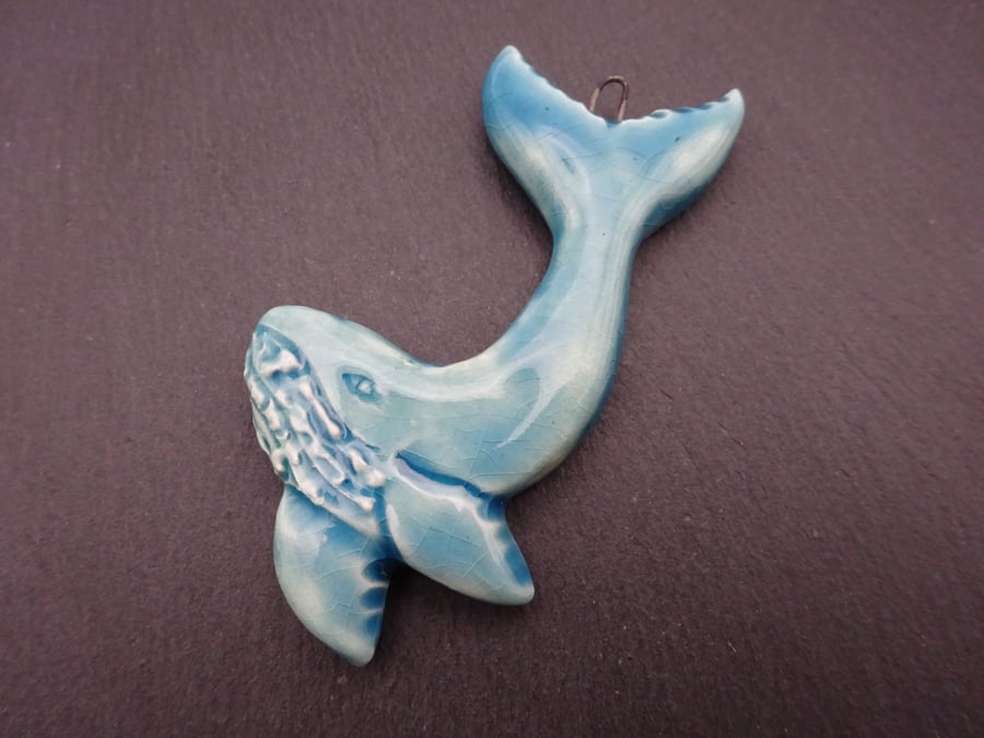 ceramic blue whale pendant