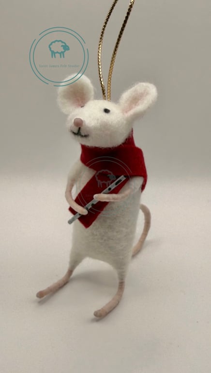Flute Playing Mouse - Hanging Decoration