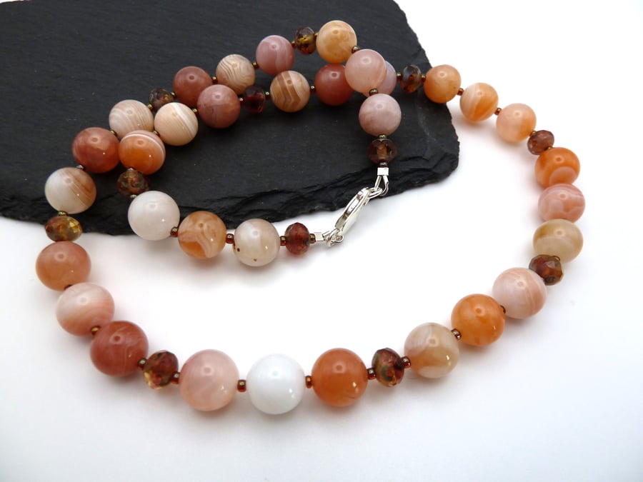 botswana agate gemstone necklace