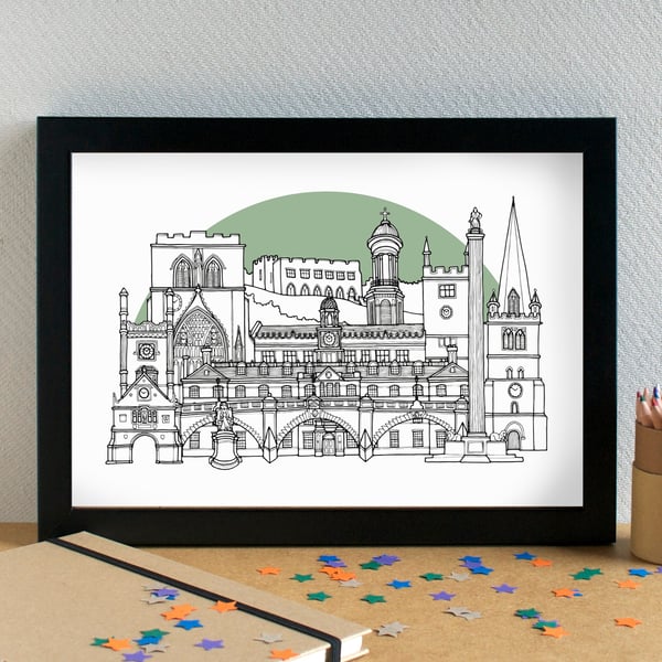 Shrewsbury Skyline Art Print