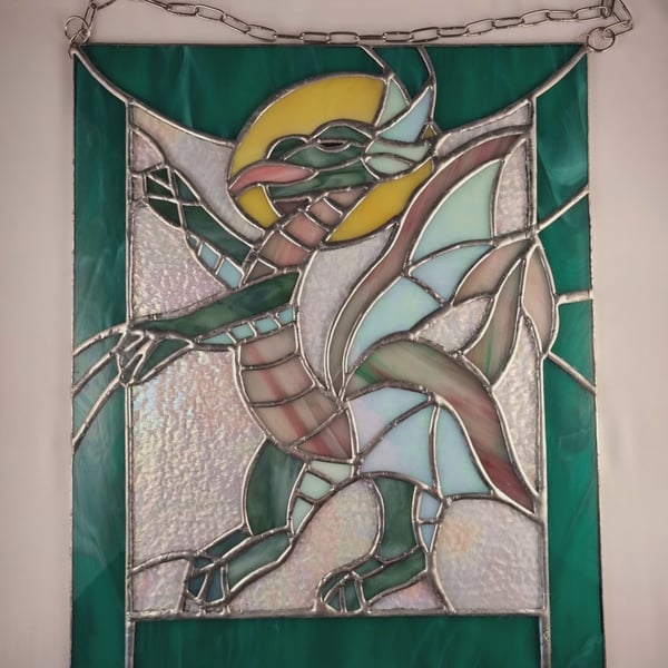 497 Stained Glass Large Dragon - handmade hanging decoration