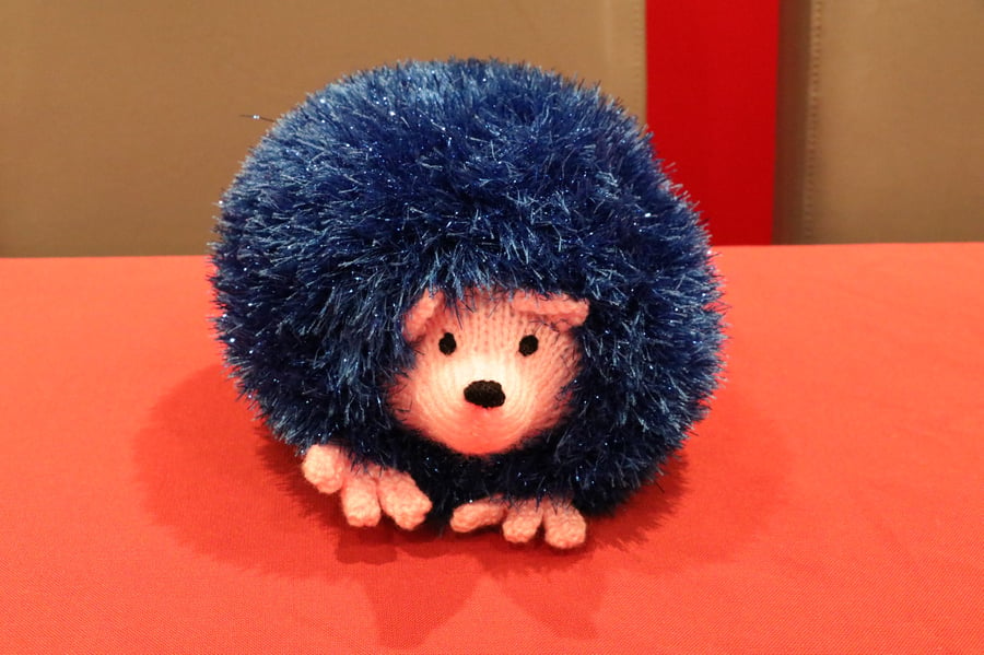 Large Blue Glitter Hedgehog Soft Toy