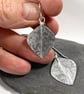 Large silver leaf spear earrings - Image 2