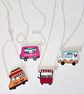 Food Van themed necklace, unique, plastic, hand drawn