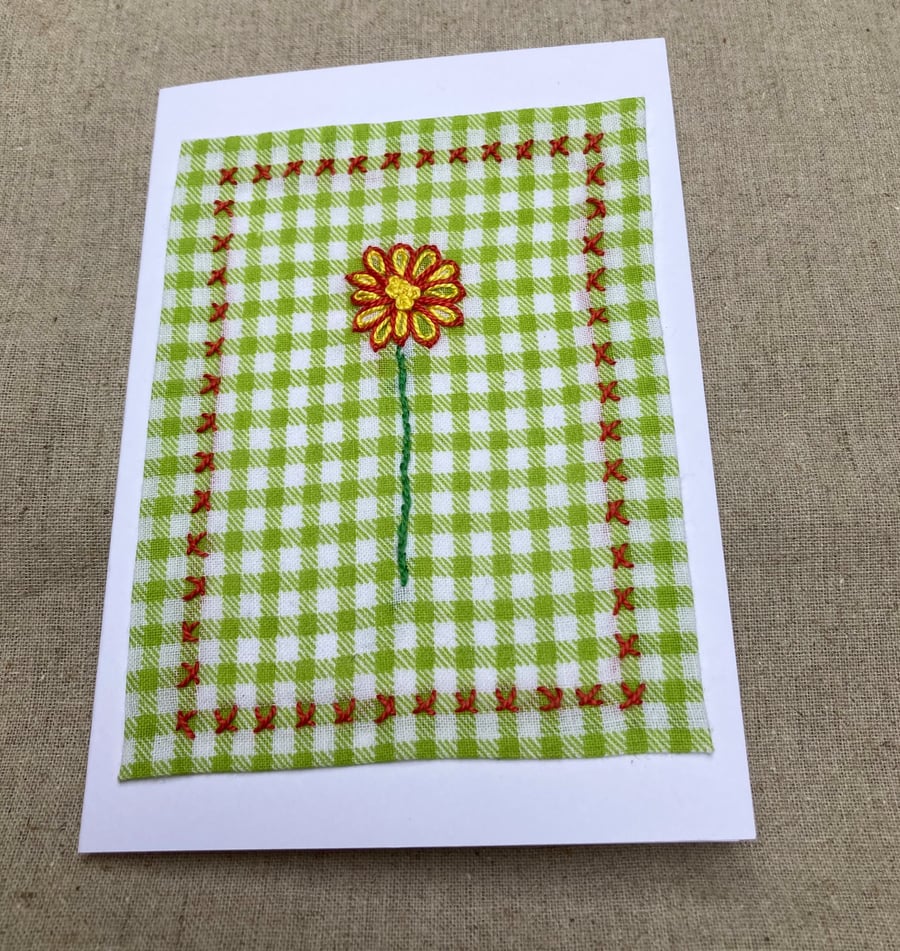 Fresh as a daisy embroidered greetings card