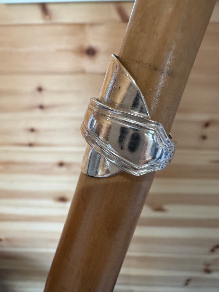 Upcycled sterling silver art deco style spoon ring