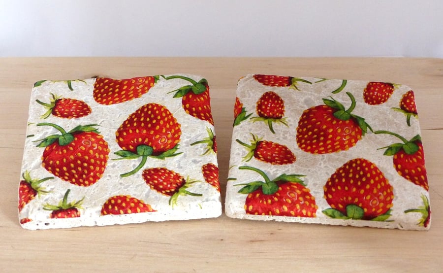 Marble'Strawberry' Coasters