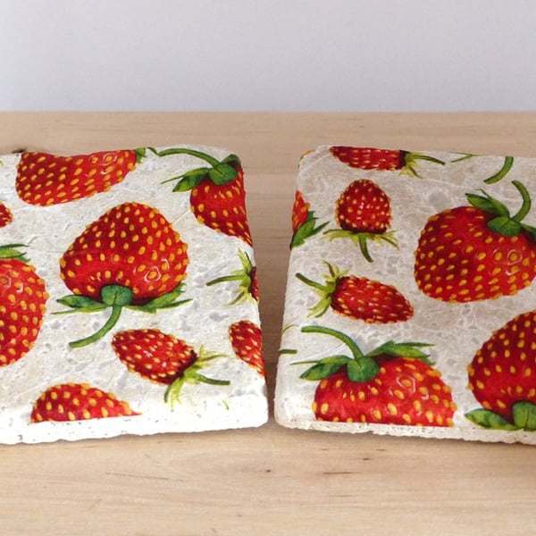 Marble'Strawberry' Coasters