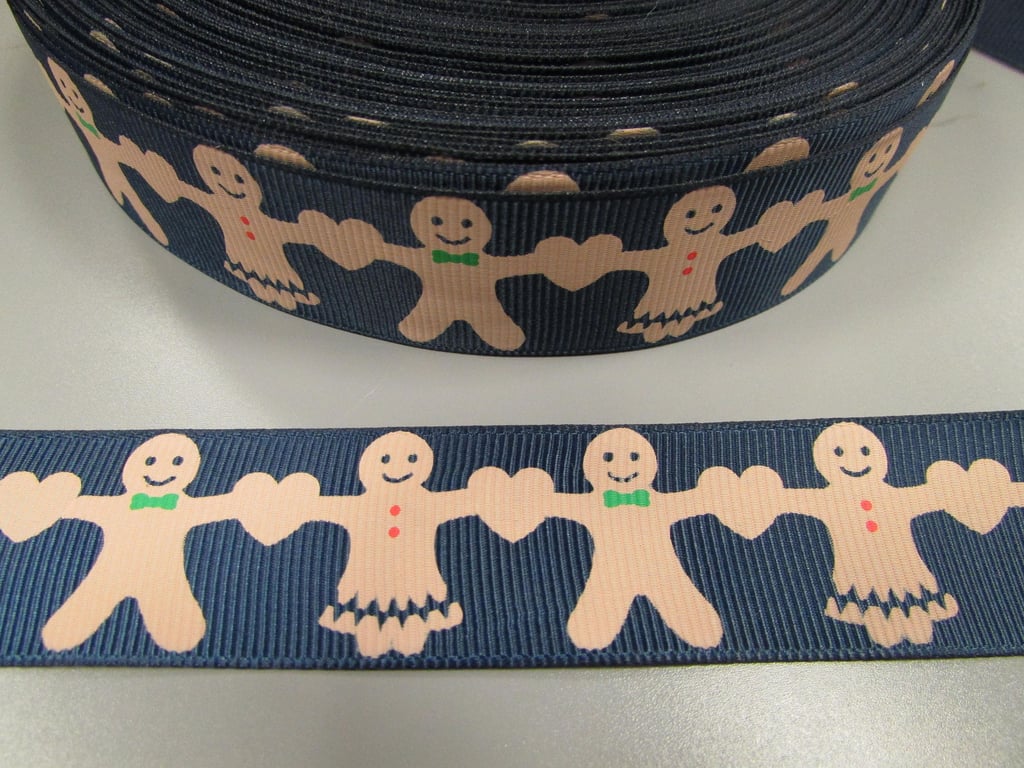 Gingerbread Man woman 2.5cm Christmas Grosgrain Ribbon x 1 metre