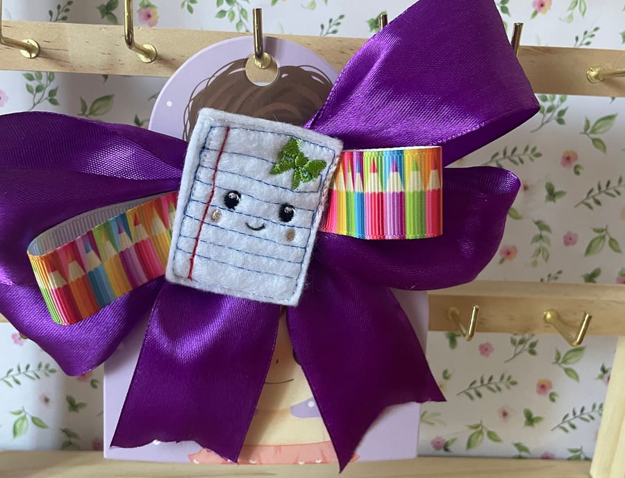 Back to School Hair Bow – Cute & Fun Hair Clip Note paper 