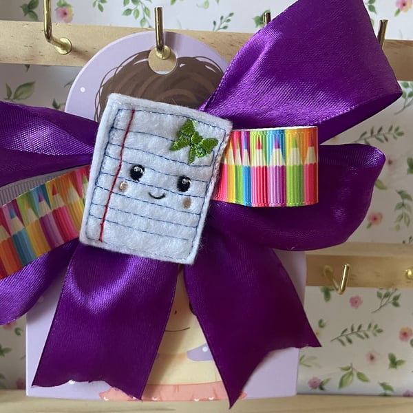 Back to School Hair Bow – Cute & Fun Hair Clip Note paper 