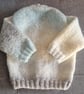 Hand knitted baby boy cardigan, newborn, baby gift, baby shower ivory, grey - Image 3