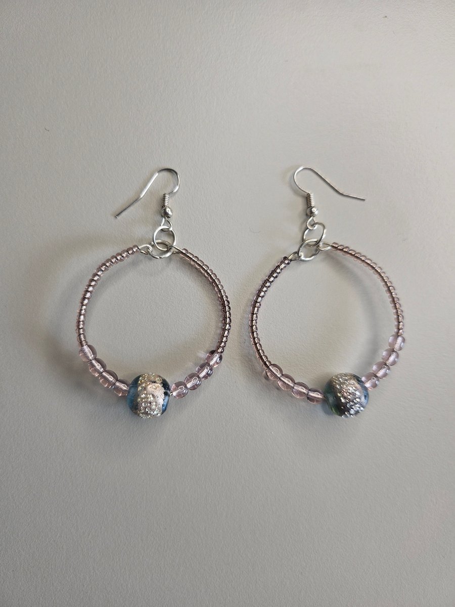 Beaded Hoop Earrings 