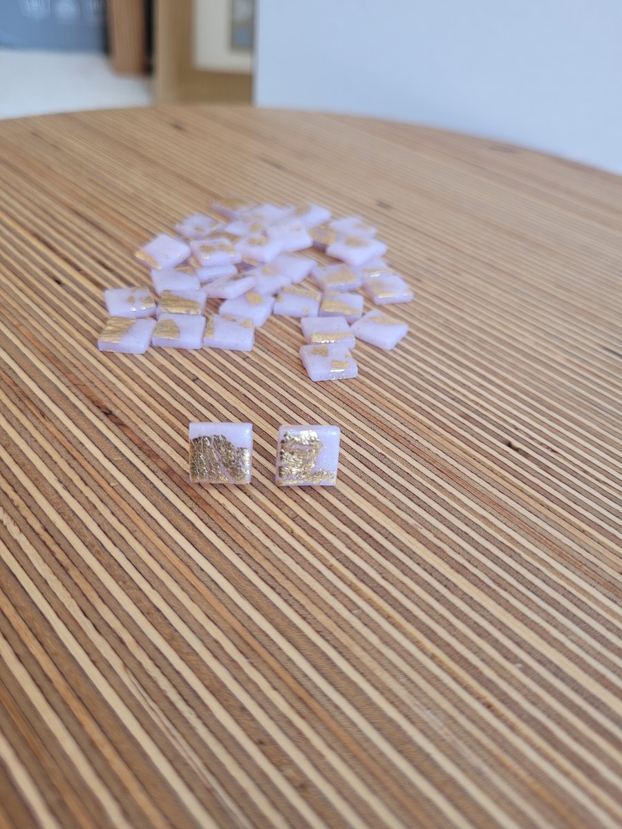 Pretty in Pink - Polymer Clay Square Stud Earrings