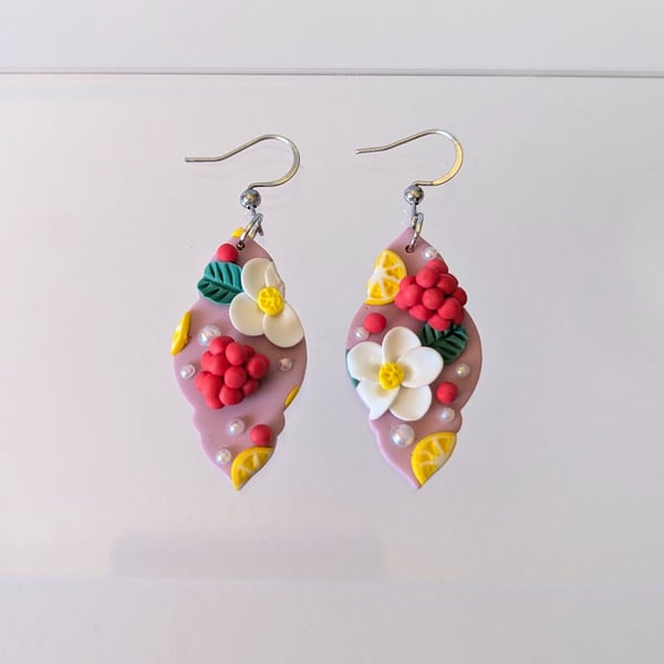 Raspberry lemonade single drop earrings 