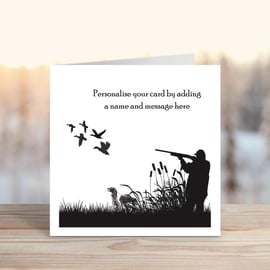 Duck Shooting - Personalised greetings card for the hunter or shooter