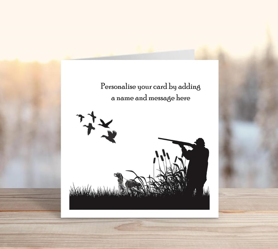Duck Shooting - Personalised greetings card for the hunter or shooter