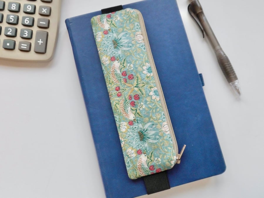  Elasticated pencil case for cover of book diary journal Strawberry Thief