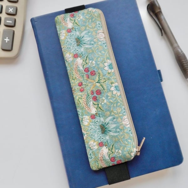  Elasticated pencil case for cover of book diary journal Strawberry Thief