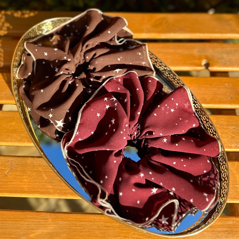 XXL Scrunchies, Frilly Scrunchies, Chiffon Scrunchies, Double Layer Scrunchies