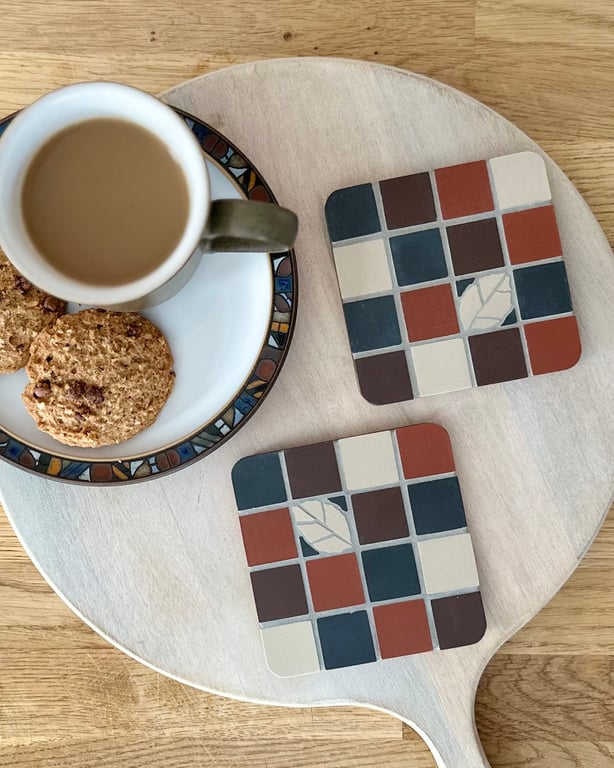 Coaster Set - Two Mosaic Chequerboard Coasters