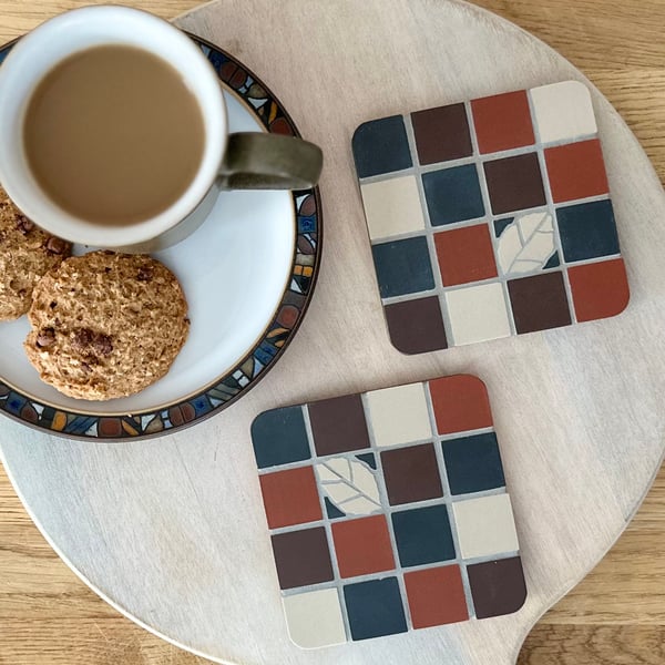 Coaster Set - Two Mosaic Chequerboard Coasters