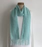 COTTON  and SILK scarf. 'Wayside' . Lightweight , all-seasons. Pale blue. - Image 7