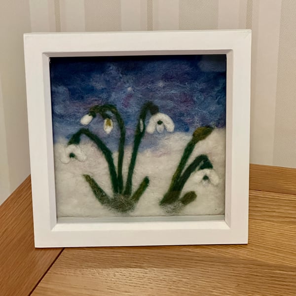 Snowdrops Needlefelted Picture  