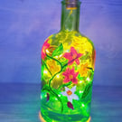 Illuminated Floral Bottle, Unusual Night Light, Gift for her, floral theme