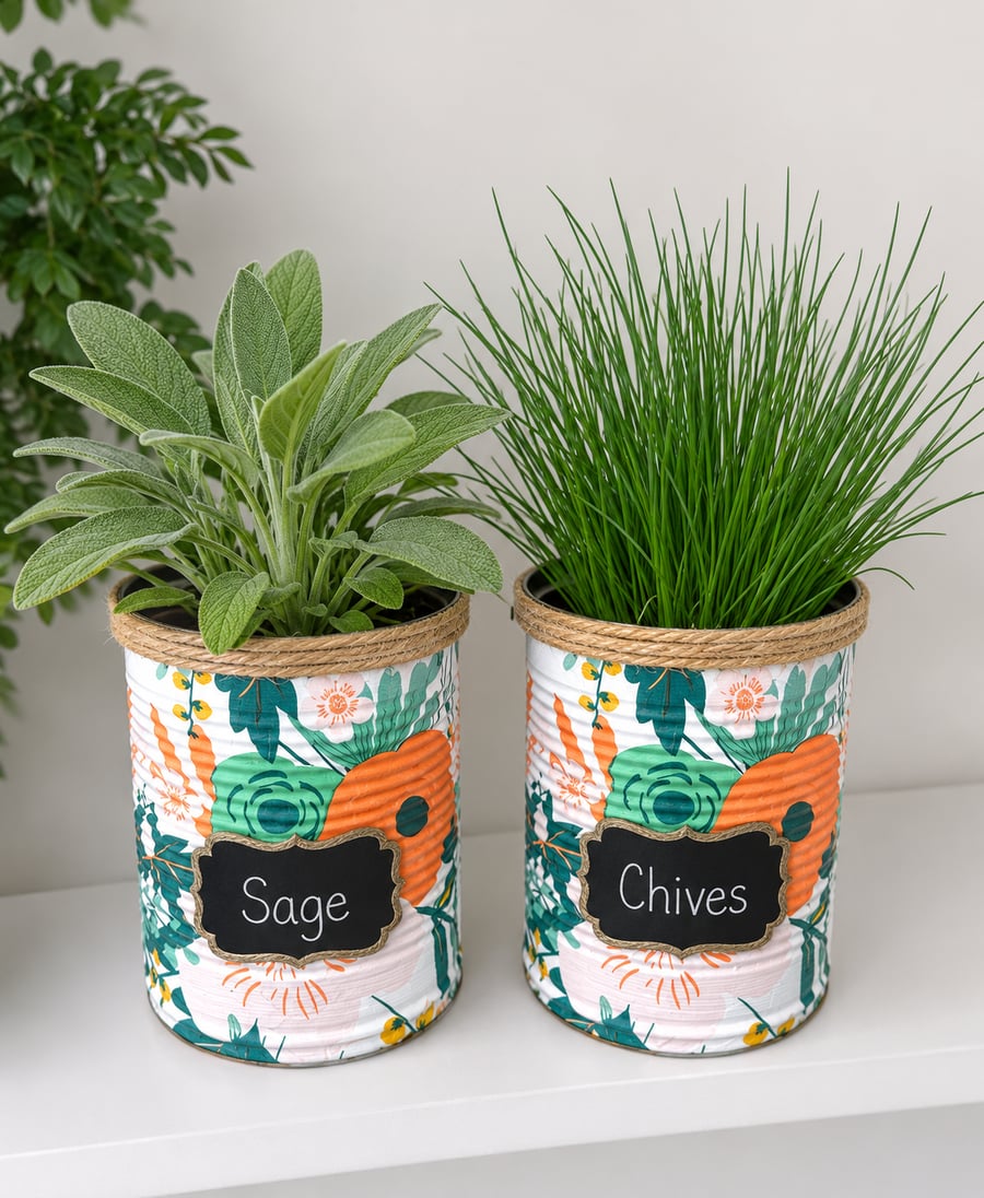 Mint & Peach floral grow your own herb gift set 
