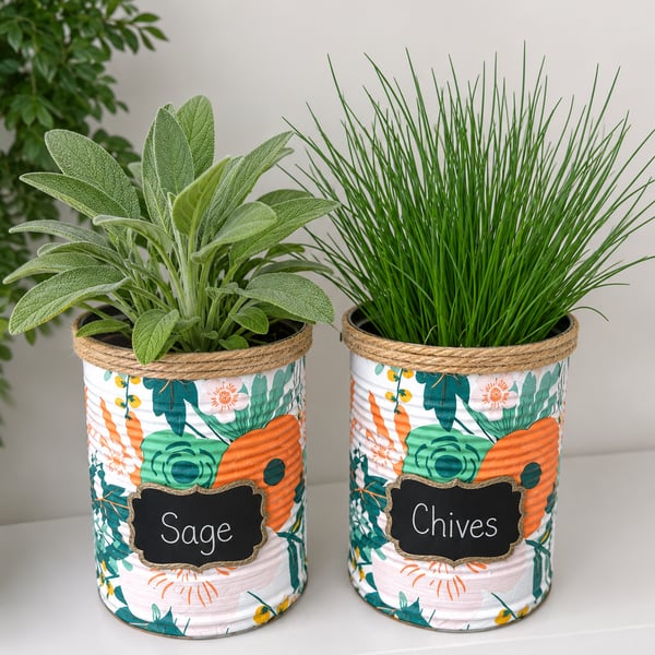 Mint & Peach floral grow your own herb gift set 