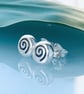 Recycled Sterling Silver Spiral Stud Earrings: Silver