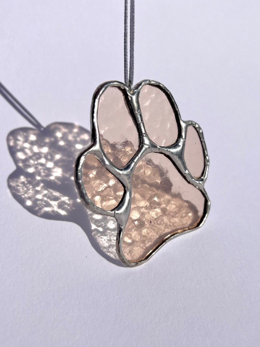 Sparkling champagne stained glass paw decoration - dog lover gift apricot