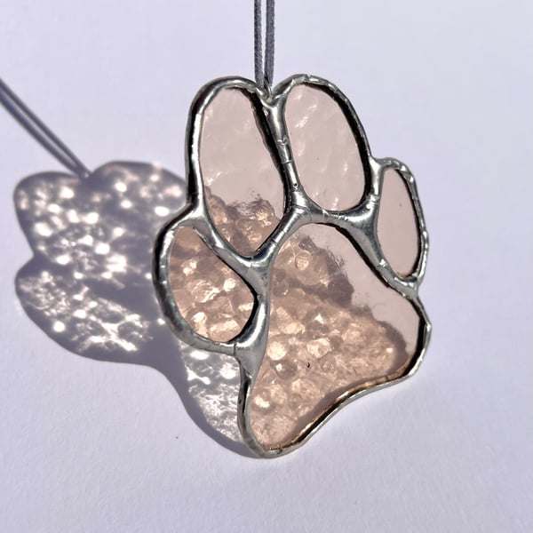 Sparkling champagne stained glass paw decoration - dog lover gift apricot
