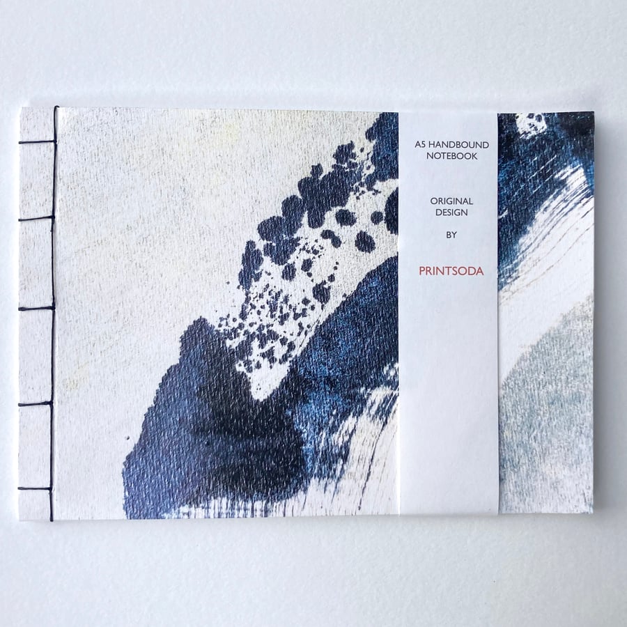 A5 handbound notebook with a wave inspired cover
