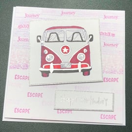 Red camper van birthday card