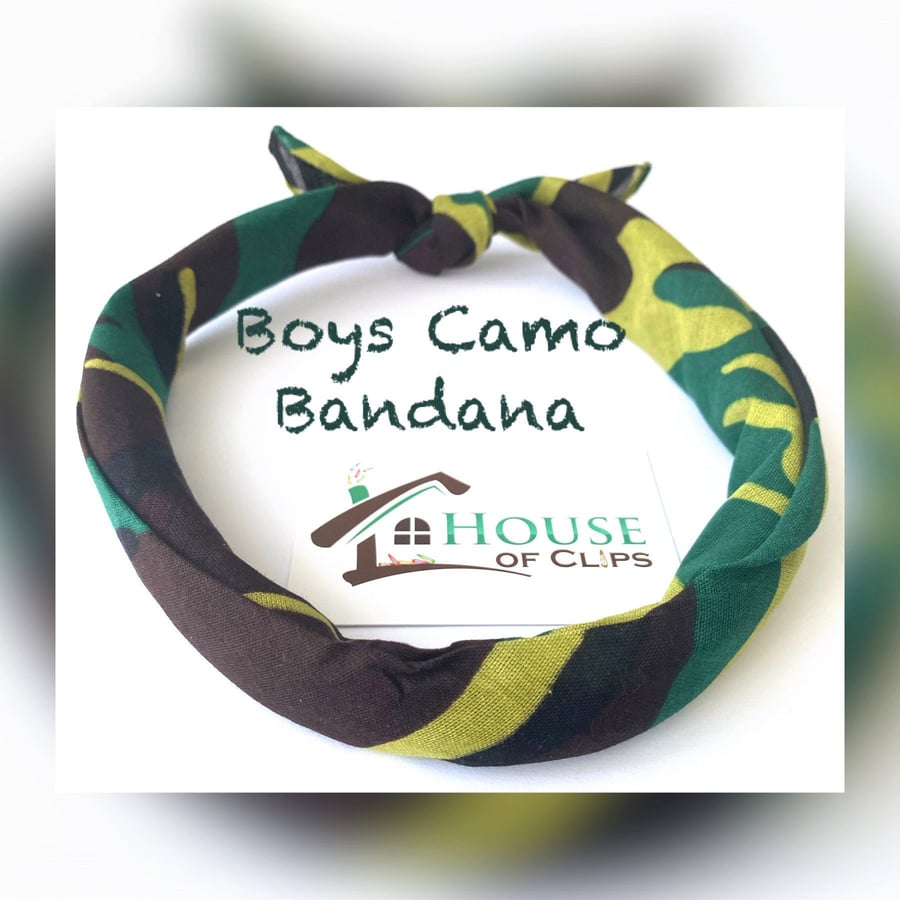 Boys Camo Bandana - Bandana for Boys or Girls - Camouflage Headband - Headband f