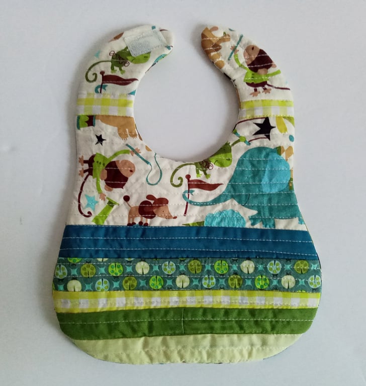 Bib, New baby, patchwork bib, reversible bib, gift for baby, baby shower gift