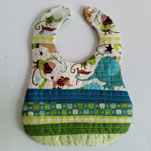 Bib, New baby, patchwork bib, reversible bib, gift for baby, baby shower gift
