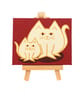 Cat and Kitten Miniature Painting - original canvas art with white cats - Image 4