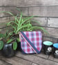 Upcycled Coffee Sack -Mini Shoulder Bag- Blue and crimson check